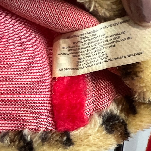 Gund Red and Leopard Print Plush Santa Hat/Stocking Bundle . Three One size Hats - Picture 2 of 7